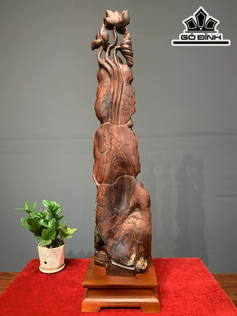 Tượng Phật Bà Quan Âm Gỗ Cẩm Cao 92 Ngang 22 Sâu 20 (cm)
