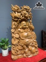 Tượng Phật Di Lặc Tam Phúc Gỗ Ngọc Am Cao 85 Ngang 50 Sâu 32 (cm)