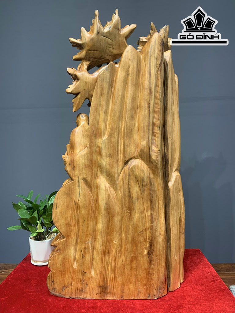 Tượng Phật Di Lặc Tam Phúc Gỗ Ngọc Am Cao 85 Ngang 50 Sâu 32 (cm)
