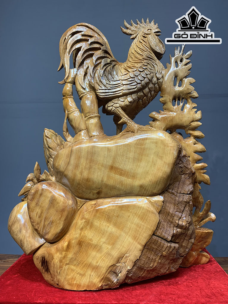 Tượng Gia Đình Gà Gỗ Ngọc Am Cao 88 Ngang 65 Sâu 28 (cm)