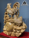Tượng Gia Đình Gà Gỗ Ngọc Am Cao 88 Ngang 65 Sâu 28 (cm)