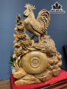 Tượng Gia Đình Gà Gỗ Ngọc Am Cao 88 Ngang 65 Sâu 28 (cm)