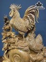 Tượng Gia Đình Gà Gỗ Ngọc Am Cao 88 Ngang 65 Sâu 28 (cm)