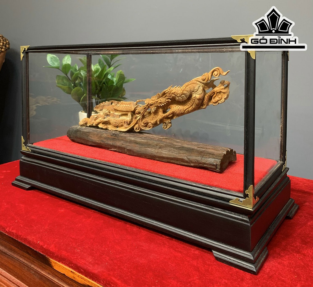 Tượng Nhất Long Gỗ Hoàng Đàn Cao 16 Ngang 33 Sâu 9 (cm)