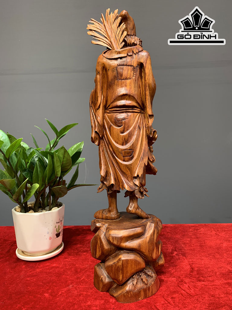 Tượng Tế Công Gỗ Sưa Cao 45 Ngang 12 Sâu 12 (cm)