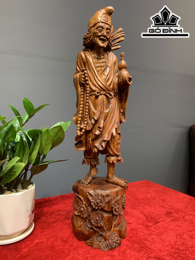 Tượng Tế Công Gỗ Sưa Cao 45 Ngang 12 Sâu 12 (cm)