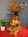 Tượng Tiểu Đồng Chăn Trâu Dưới Cây Tùng Gỗ Hương Cao 75 Ngang 46 Sâu 35 (cm)