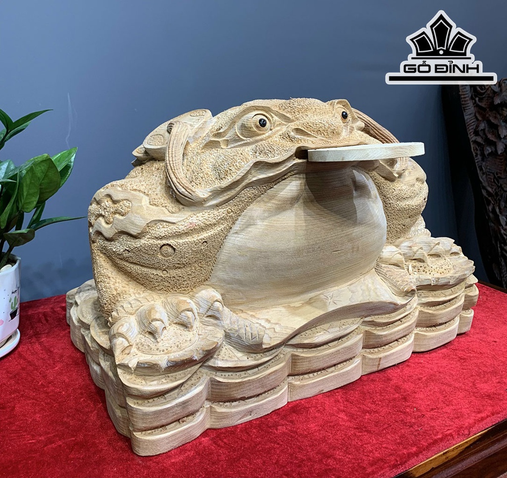 Tượng Thiềm Thừ Gỗ Ngọc Am Cao 29 Ngang 42 Sâu 32 (cm)