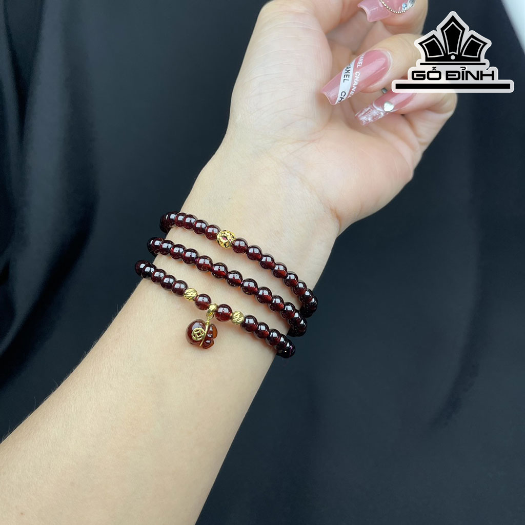Chuỗi Đá Garnet Bi Vàng