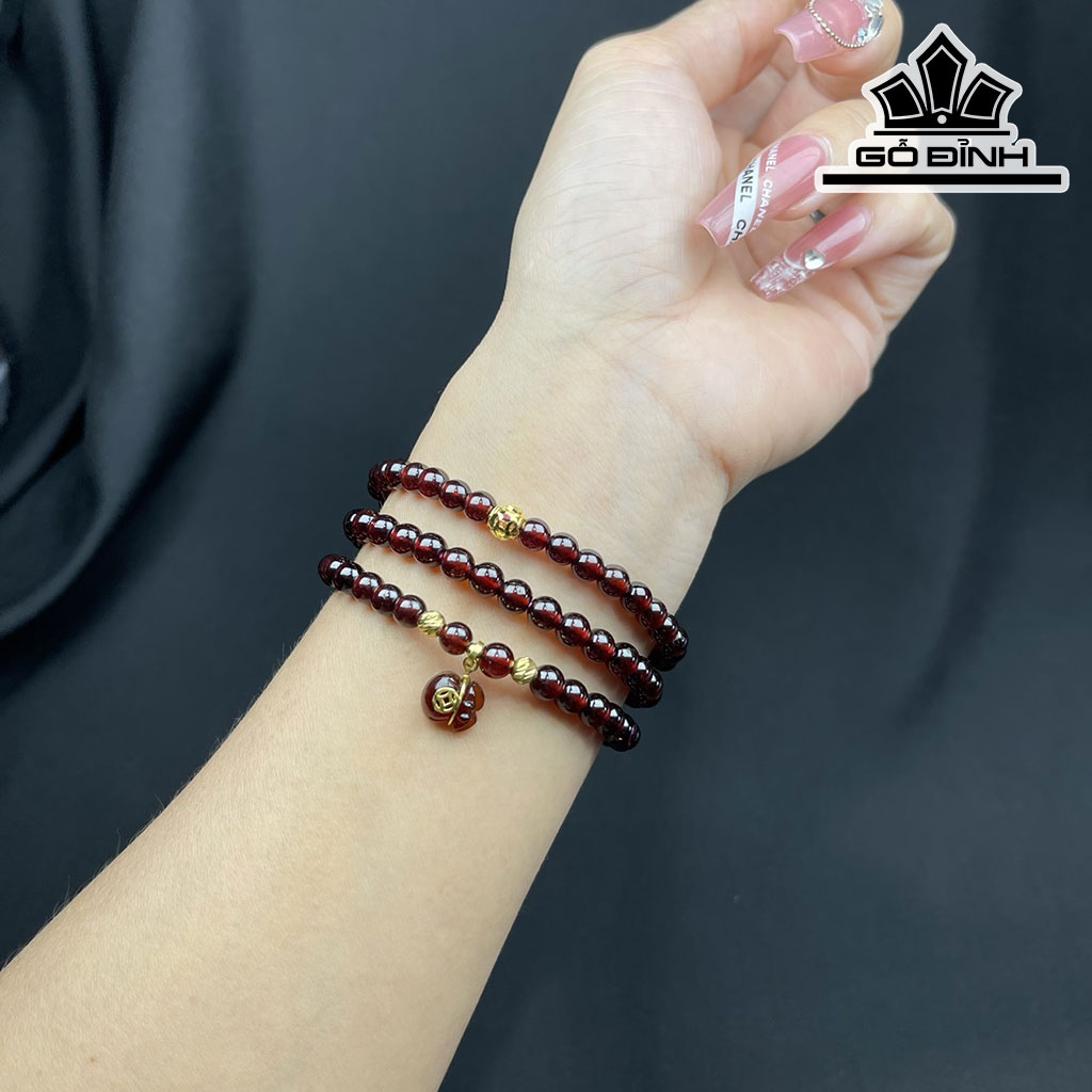 Chuỗi Đá Garnet Bi Vàng