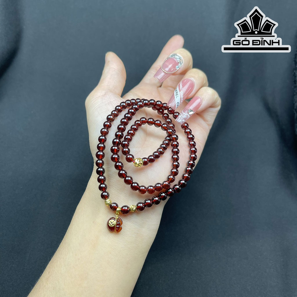 Chuỗi Đá Garnet Bi Vàng