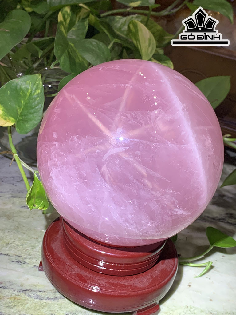 Bi Cầu Đá Thạch Anh Hồng Đường Kính Hạt 13,8 (cm) 3,8kg