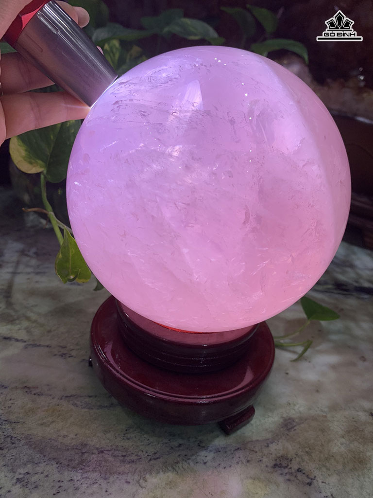 Bi Cầu Đá Thạch Anh Hồng Đường Kính Hạt 13,8 (cm) 3,8kg