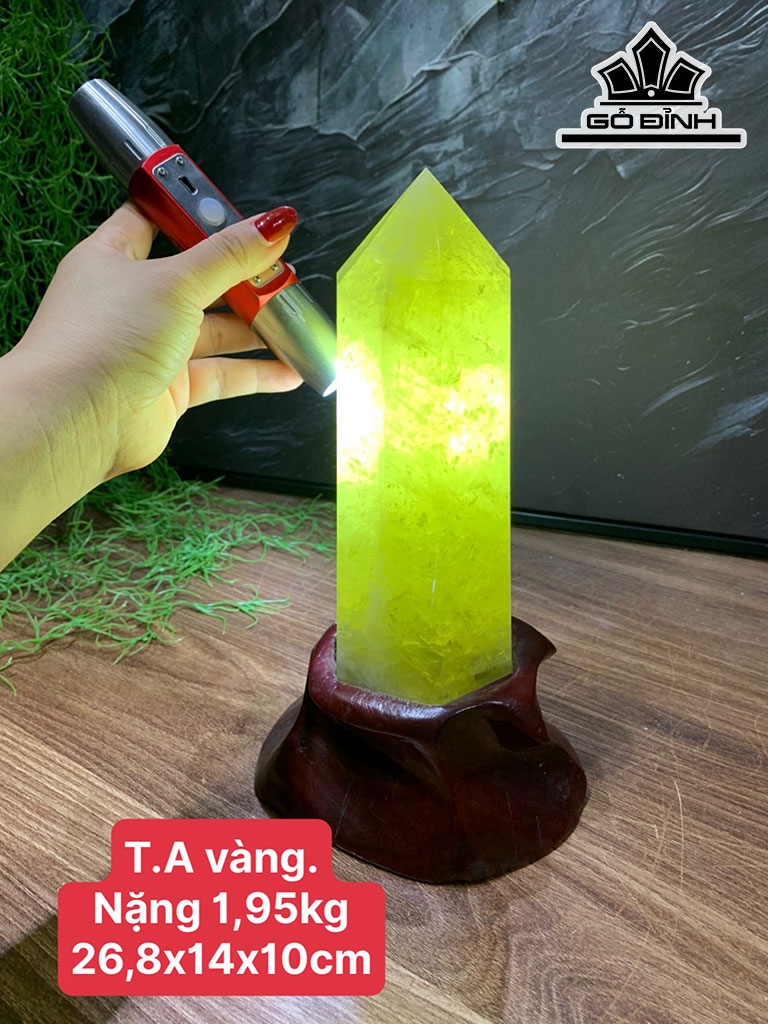 Trụ Đá Thạch Anh Vàng Cao 26,8 Ngang 14 Sâu 10 (cm) 1,95kg