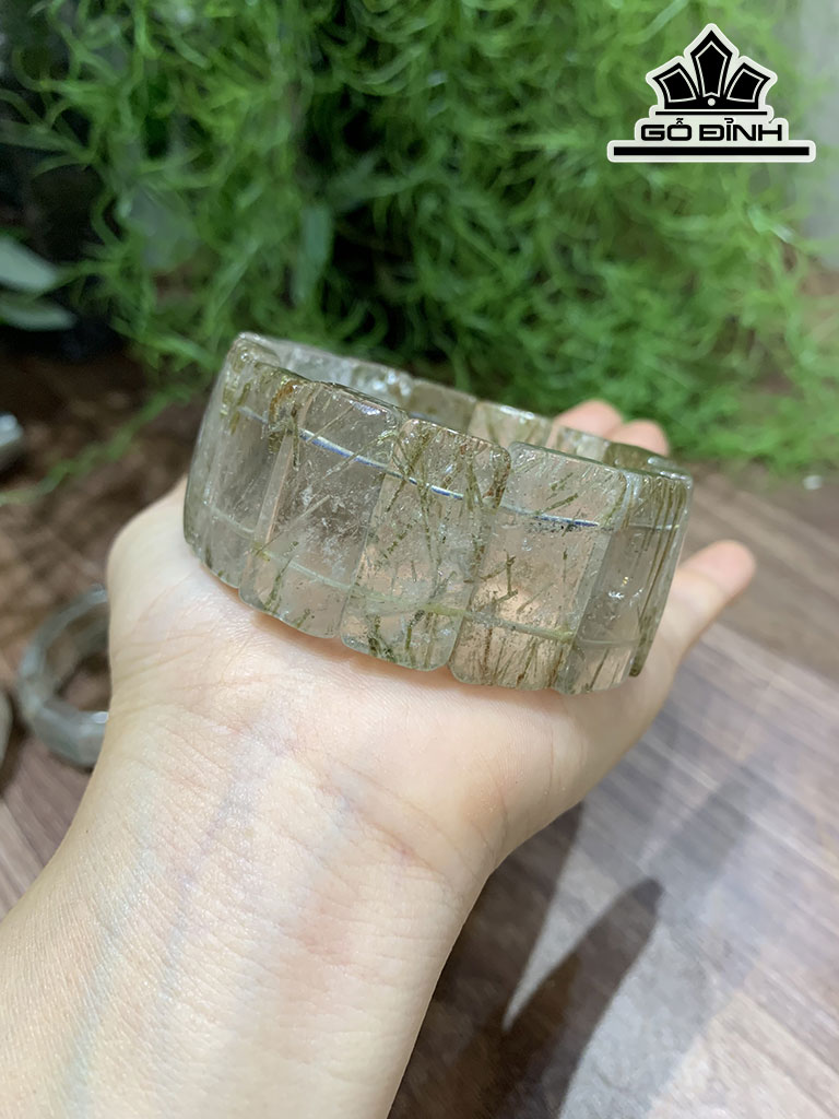 Vòng Tay Thạch Anh Tóc Xanh Đá Trong