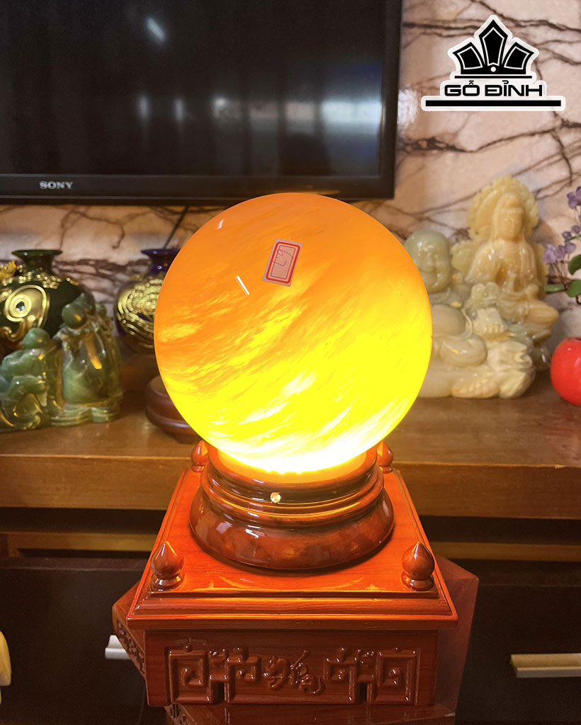 Bi Cầu Thủy Tinh Vàng Đường Kính Hạt 17 (cm) 6,7kg