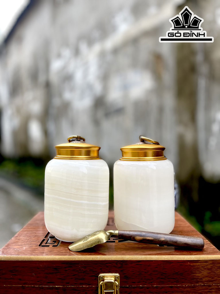 Hũ Trà Đá Onyx Trắng