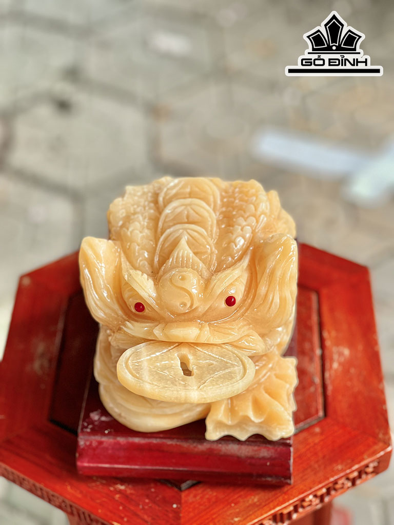 Tác Phẩm Thiềm Thừ Đá Ngọc Hoàng Long Cao 15 (cm)