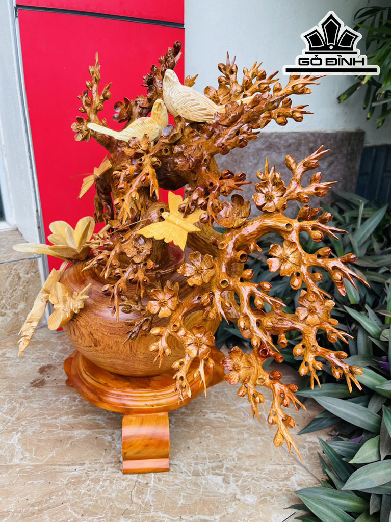 Bình Hoa Gỗ Hương Cao 55 Ngang 50 Sâu 30 (cm)