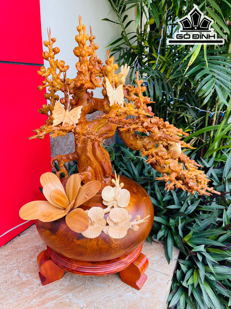 Bình Hoa Gỗ Hương Cao 72 Ngang 55 Sâu 48 (cm)