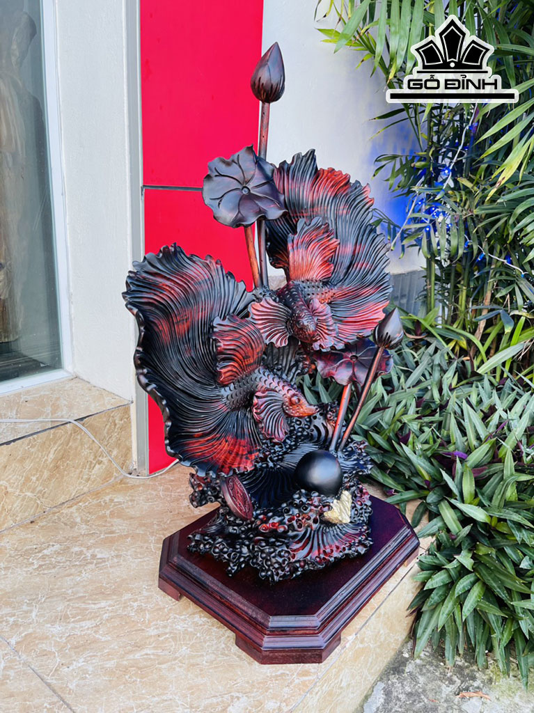 Tượng Cá Xiêm Gỗ Trắc Cao 83 Ngang 55 Sâu 32 (cm)