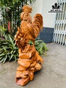 Tượng Gà Trống Gỗ Hương Cao 66 Ngang 46 Sâu 24 (cm)