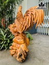Tượng Gà Trống Gỗ Hương Cao 66 Ngang 46 Sâu 24 (cm)