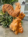 Tượng Gà Trống Gỗ Hương Cao 66 Ngang 46 Sâu 24 (cm)