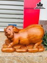 Tượng Heo Gỗ Ngọc Am Cao 32 Ngang 50 Sâu 25 (cm)