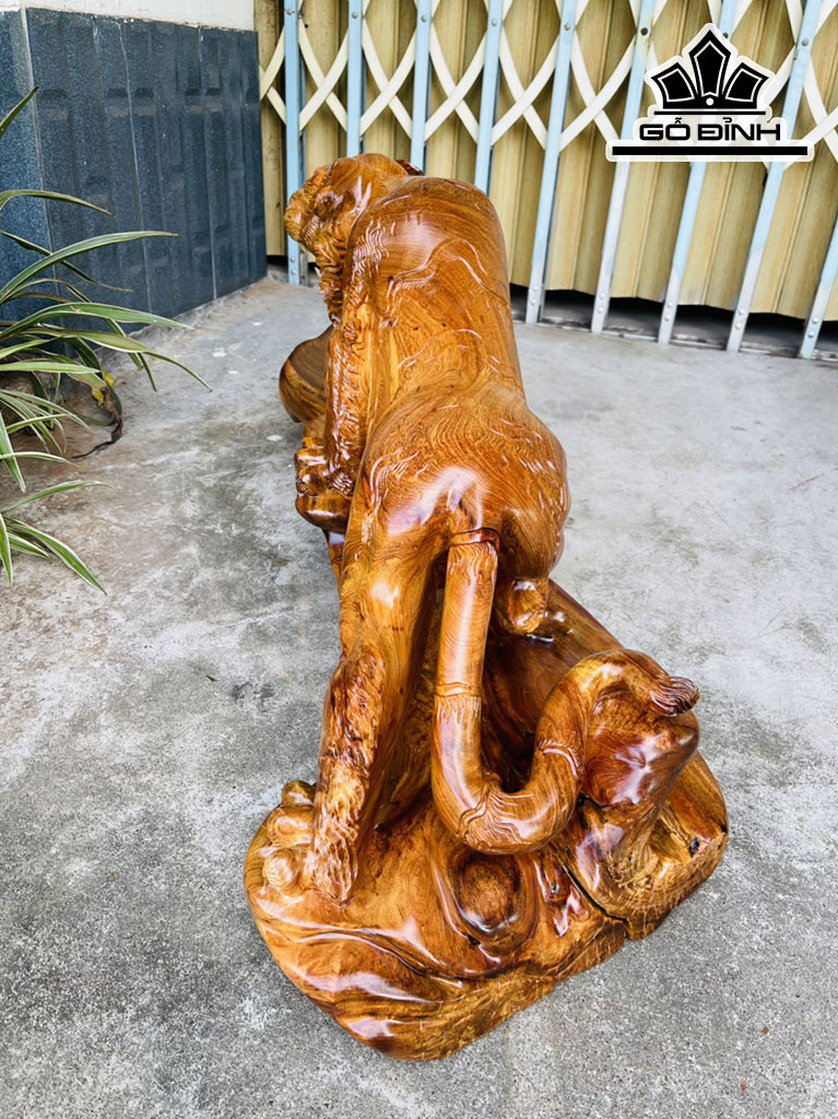 Tượng Hổ Phong Thủy Gỗ Hương Cao 36 Ngang 92 Sâu 32 (cm)