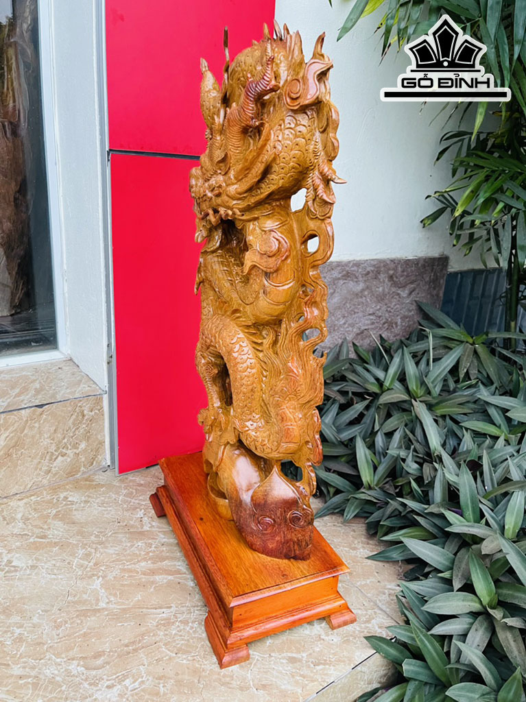 Tượng Nhất Long Gỗ Hương Cao 66 Ngang 32 Sâu 12 (cm)