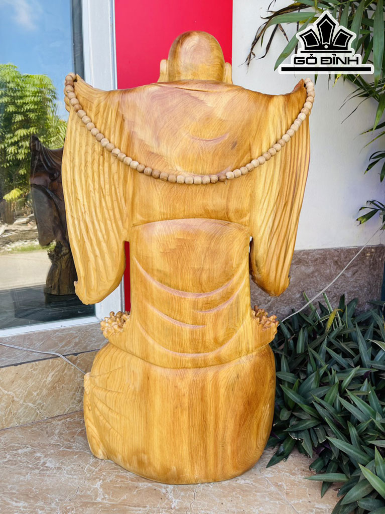 Tượng Phật Di Lặc Nghênh Hỷ Gỗ Ngọc Am Cao 86 Ngang 48 Sâu 20 (cm)