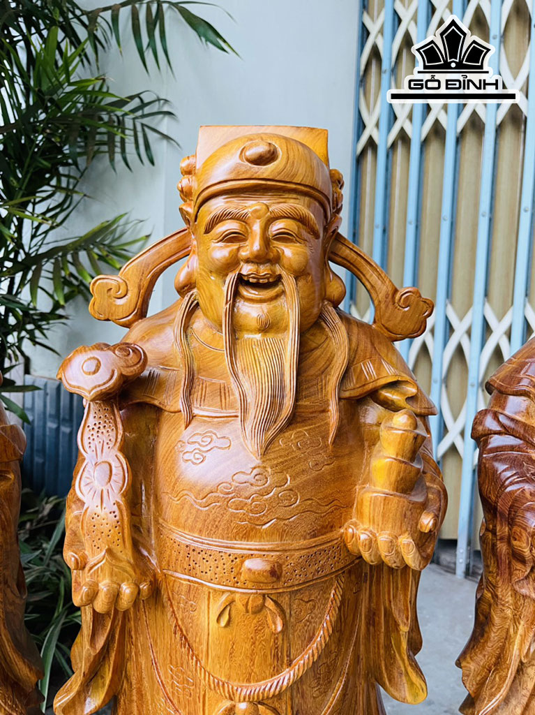 Tượng Phúc Lộc Thọ (Tam Đa) Gỗ Hương Cao 80 Ngang 27 Sâu 25 (cm)