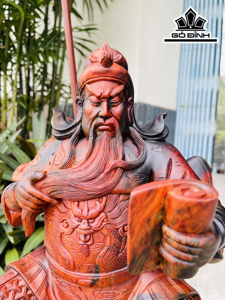 Tượng Quan Công Đọc Sách Gỗ Trắc Cao 50 Ngang 28 Sâu 23 (cm)