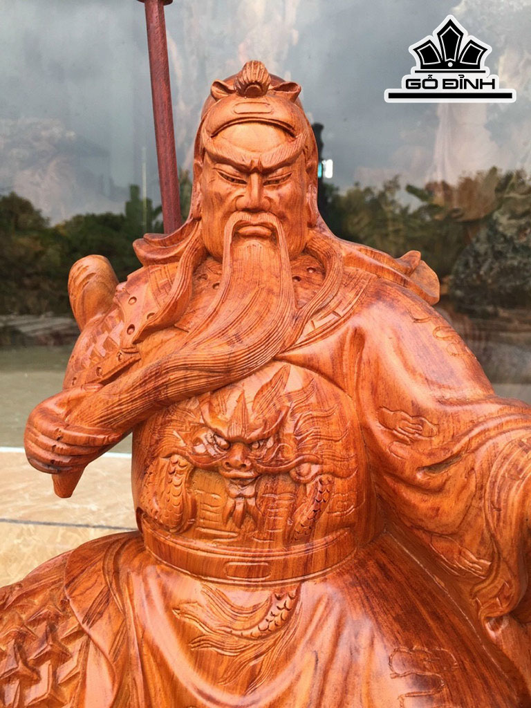 Tượng Quan Công Gỗ Hương Cao 50 Ngang 28 Sâu 20 (cm)