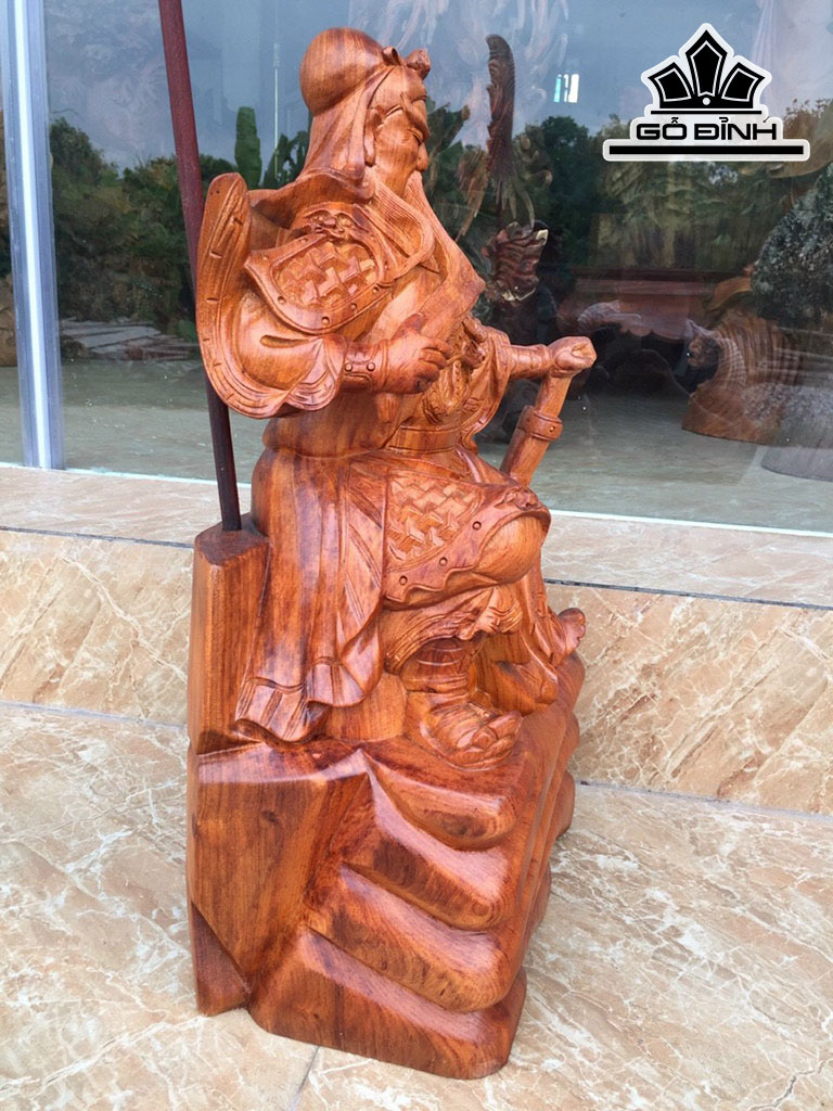 Tượng Quan Công Gỗ Hương Cao 50 Ngang 28 Sâu 20 (cm)