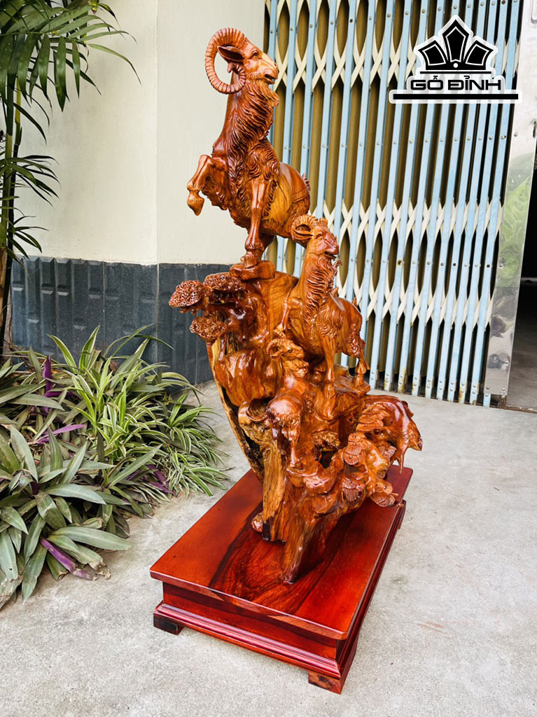 Tượng Tam Dương Gỗ Hương Cao 72 Ngang 42 Sâu 32 (cm)