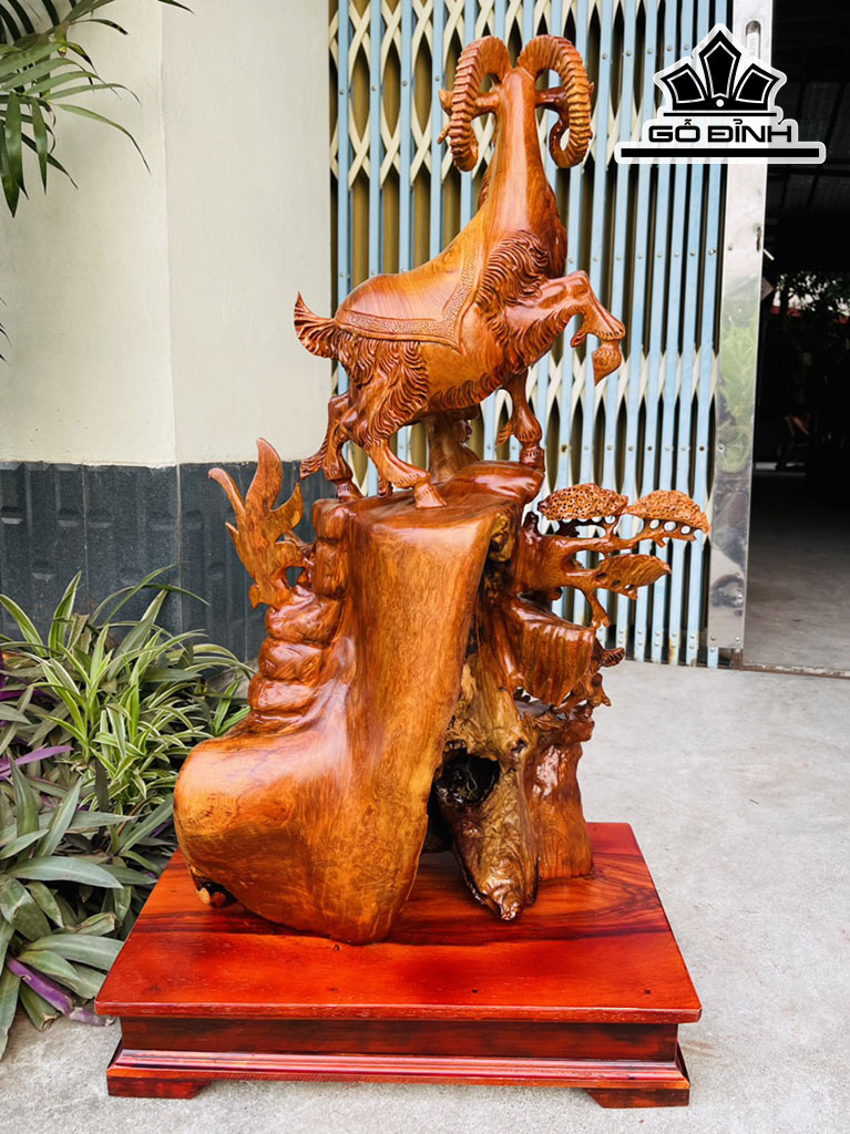 Tượng Tam Dương Gỗ Hương Cao 72 Ngang 42 Sâu 32 (cm)