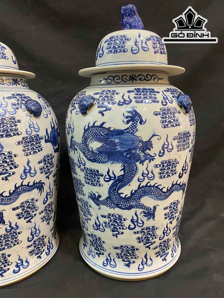 Cặp Chóe Rồng Gốm Giang Tây