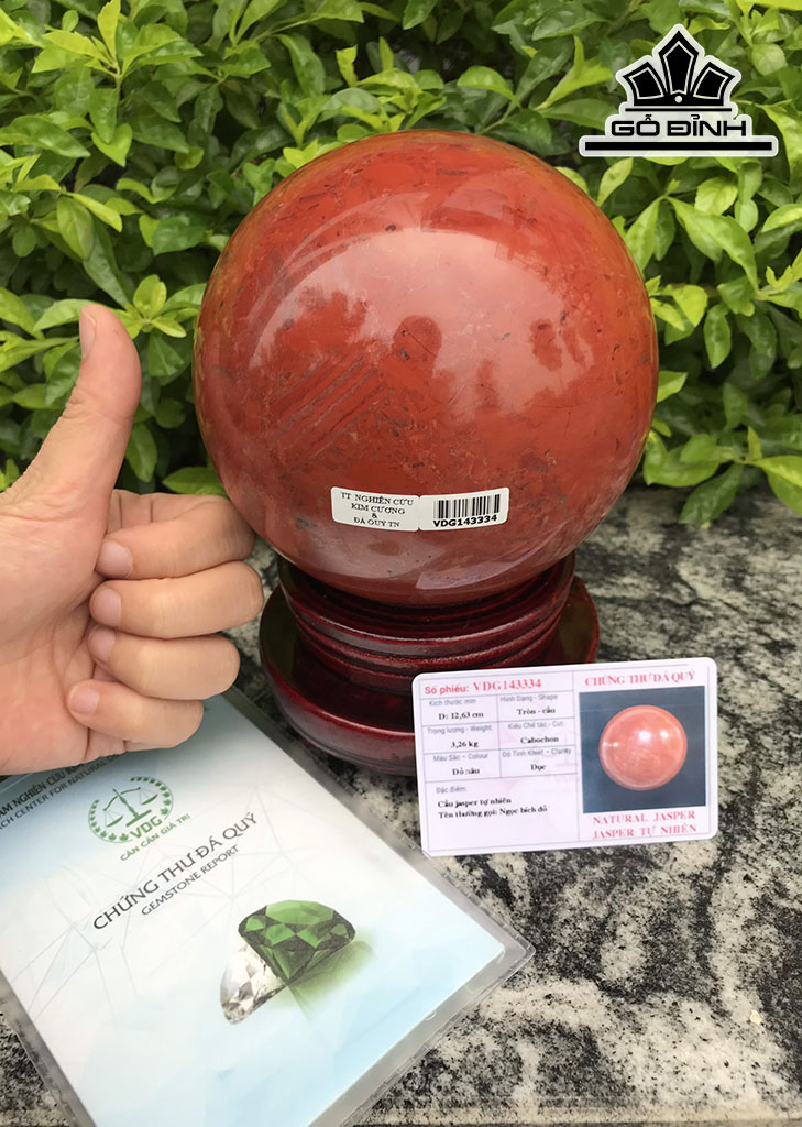 Bi Cầu Đá Jasper Đường Kính Hạt 12,6 (cm) 3,26kg
