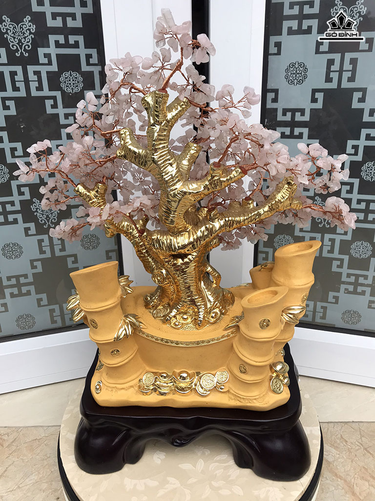 Cây Tài Lộc Kim Nguyên Bảo Đại Đá Thạch Anh Cao 48 Ngang 33 Sâu 20 (cm)