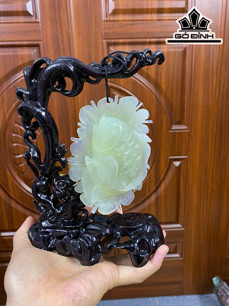 Tác Phẩm Niên Niên Hữu Dư Đá Serpentine Cao 22 (cm)