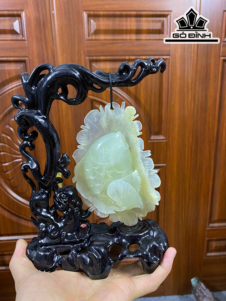 Tác Phẩm Niên Niên Hữu Dư Đá Serpentine Cao 22 (cm)
