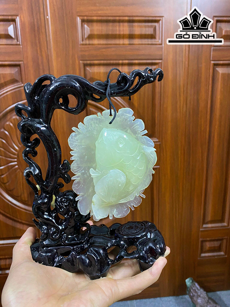 Tác Phẩm Niên Niên Hữu Dư Đá Serpentine Cao 22 (cm)