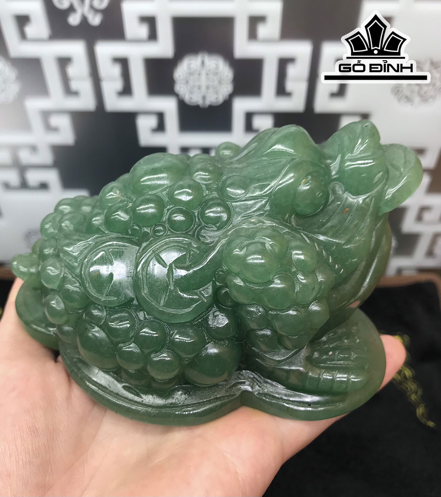 Thiềm Thừ Cóc Tài Bảo Ngọc Đông Linh Aventurine Cao 12 Ngang 9,5 Sâu 8 (cm) 0,85kg