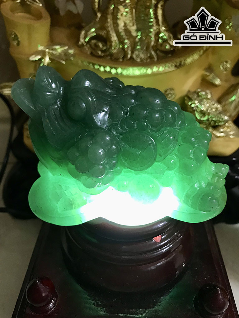 Thiềm Thừ Cóc Tài Bảo Ngọc Đông Linh Aventurine Cao 12 Ngang 9,5 Sâu 8 (cm) 0,85kg
