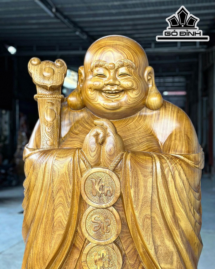 Tượng Phật Di Lặc Chúc Phúc Gỗ Cẩm Vàng Cao 200 Ngang 80 Sâu 75 (cm)
