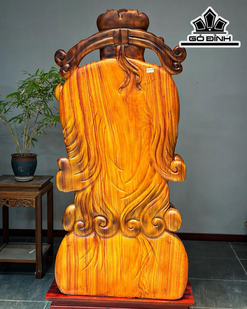 Tượng Thần Tài Gõ Cửa Gỗ Hương Cao 133 Ngang 62 Sâu 28 (cm)