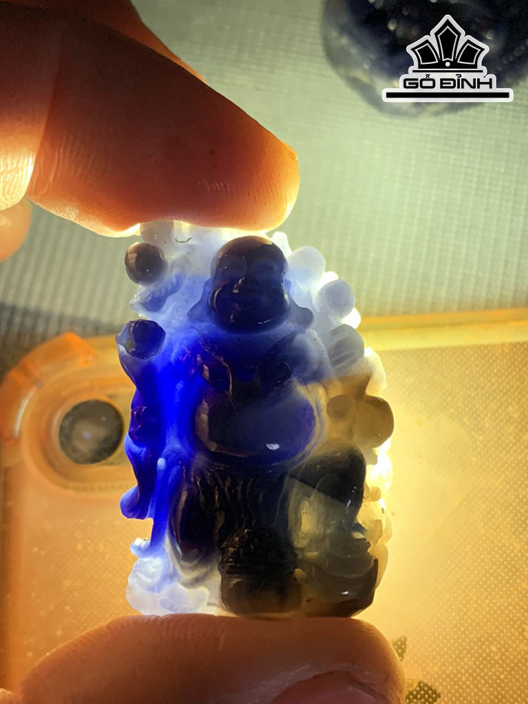 Mặt Dây Chuyền Di Lặc Đá Sapphire Cao 37 Ngang 24 (mm) 77cts