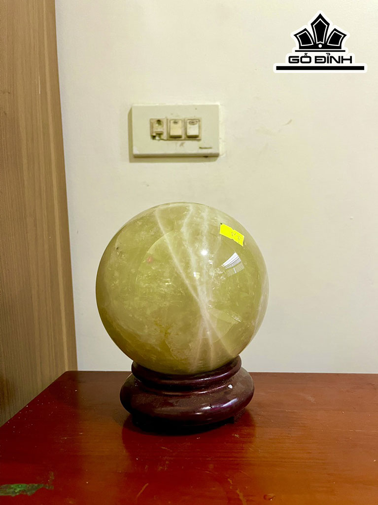 Bi Cầu Đá Thạch Anh Vàng Đường Kính Hạt 14 (cm) 3,3kg